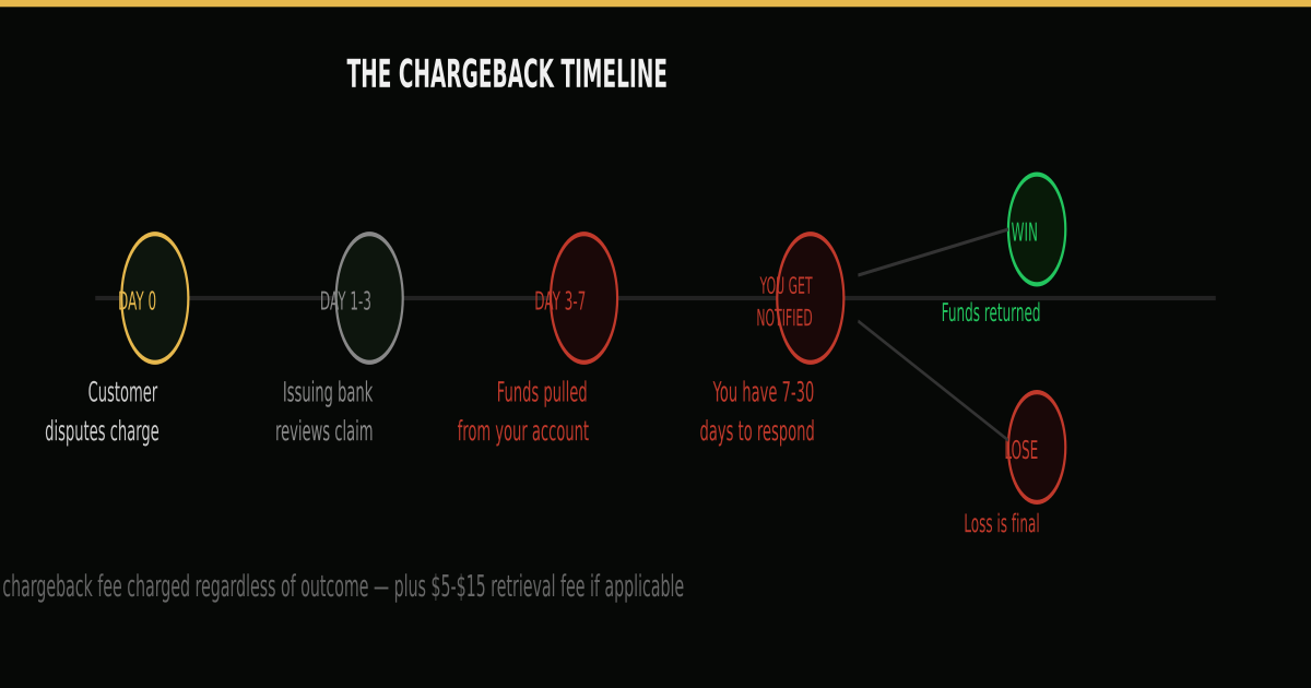 Chargeback dispute timeline from day 0 to resolution